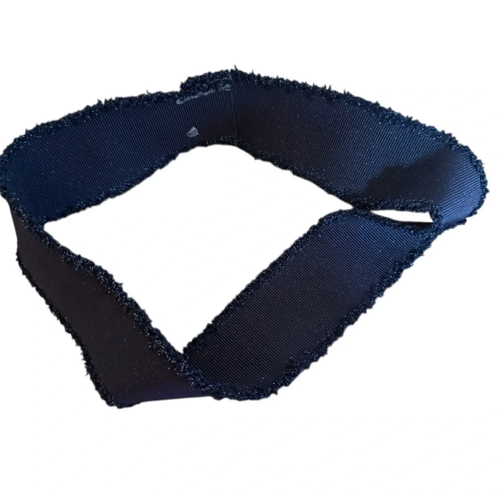 NWT Chanel Navy Grosgrain Ribbon Trim Gold Logo Sewing Craft Hair Bow Accessory